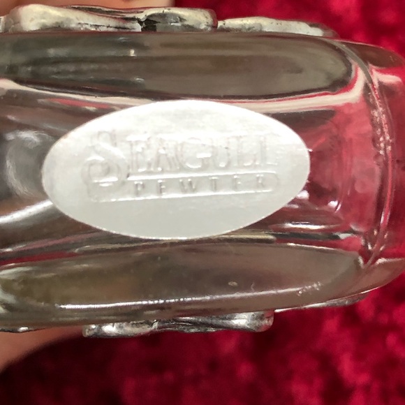 Vintage Seagull Pewter Art Nouveau Lady Face Purfume Bottle Vanity Bottle - Picture 4 of 6